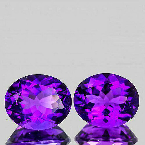 13x11 mm Oval 2 pcs Natural Royal Purple Amethyst [Flawless-VVS]-AAA Grade