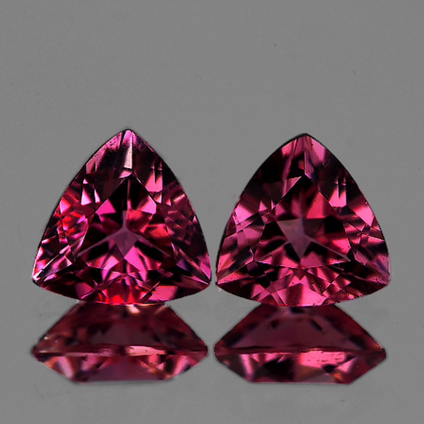 6.50 mm Trillion {2.65cts} Natural Brilliant Cherry Pink Rhodolite Garnet [Flawless-VVS]