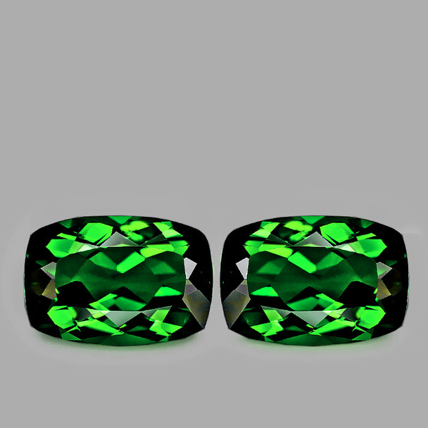 6x4 mm Cushion 2 Pieces AAA Luster Unheated Natural Chrome Green Diopside [Flawless-VVS]-Best Color