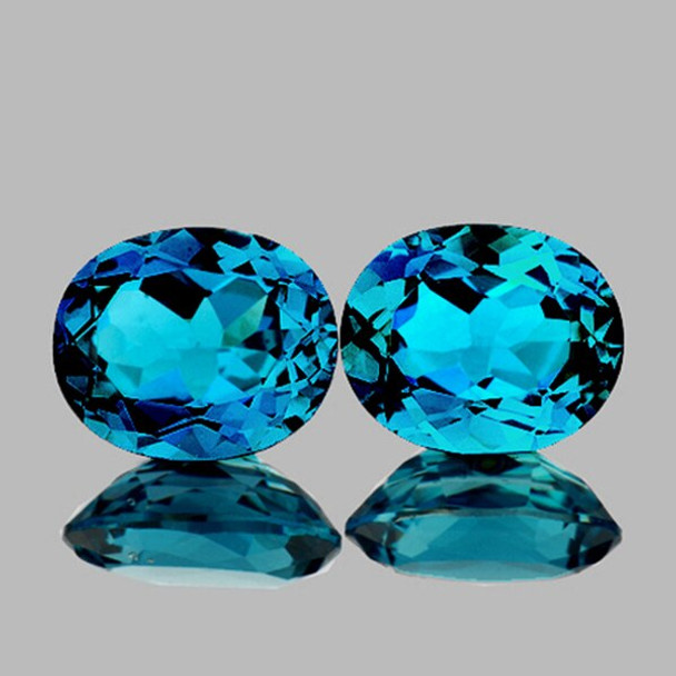 10x8 mm OVAL 2 PIECES TOP NATURAL LONDON BLUE TOPAZ [FLAWLESS-VVS]