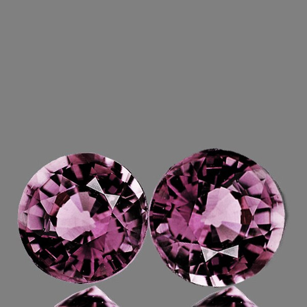 7.00 mm ROUND 2 PIECES SPARKLING NATURAL WINE PURPLE MOGOK SPINEL [FLAWLESS-VVS]