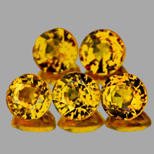 3.20 mm ROUND 5 PIECES NATURAL AAA INTENSE YELLOW SAPPHIRE [FLAWLESS-VVS]