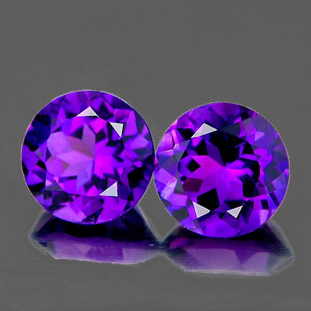 7.00 mm Round 2 Pieces AAA Luster Natural Intense Purple Amethyst [Flawless-VVS]