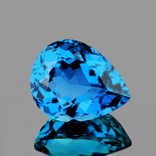 14x11.5 mm PEAR 8.22cts NATURAL INTENSE SWISS BLUE TOPAZ [FLAWLESS-VVS]