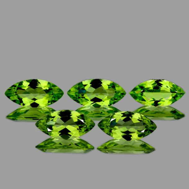 8x4 mm  MARQUISE 5 PIECES SPARKLING NATURAL GREEN PERIDOT [FLAWLESS-VVS]