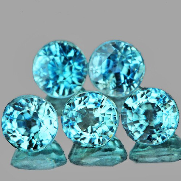 4.20 mm Round 5pcs Natural Seafoam Blue Zircon [VVS]