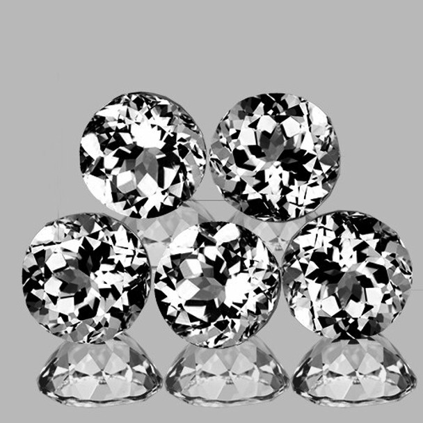 7.00 mm Round 5 pieces Natural Brilliant Fire Luster White Topaz [Flawless-VVS]