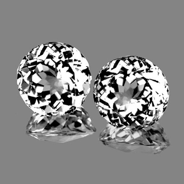 9.00 mm ROUND 2 PIECES NATURAL BRILLIANT FIRE LUSTER WHITE TOPAZ [FLAWLESS-VVS]