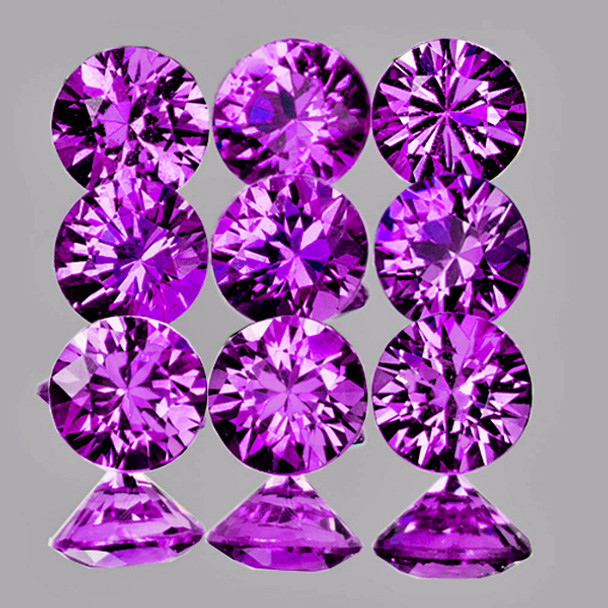 2.70 mm Round Machine Cut 9 Pcs Natural Magenta Purple Sapphire [Flawless-VVS] {Unheated AAA Grade}