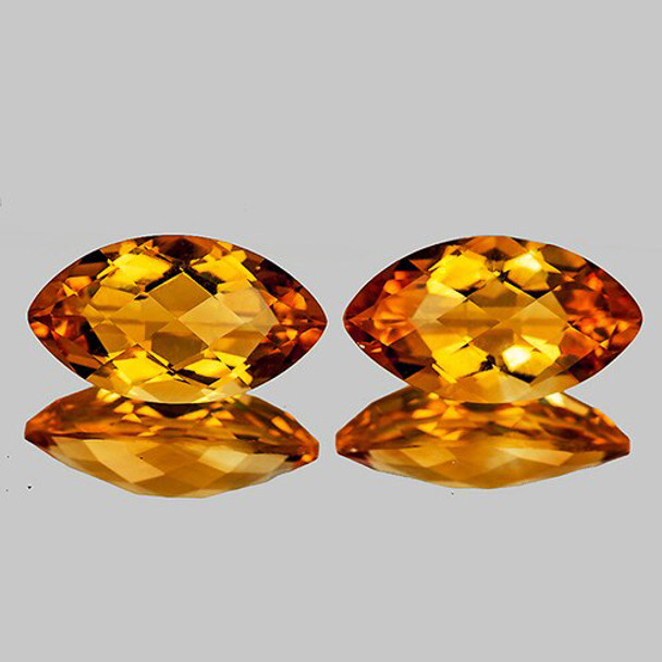 13x7 mm Marquise Checker 2 Pieces Natural Intense Golden Yellow Citrine [Flawless-VVS]