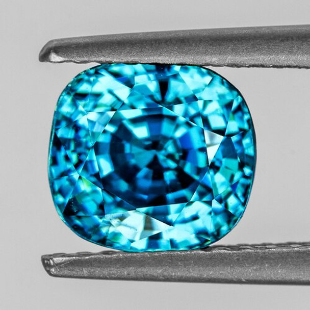 7.00 mm Cushion 3.10cts Natural AAA Electric Blue Zircon [Flawless-VVS]