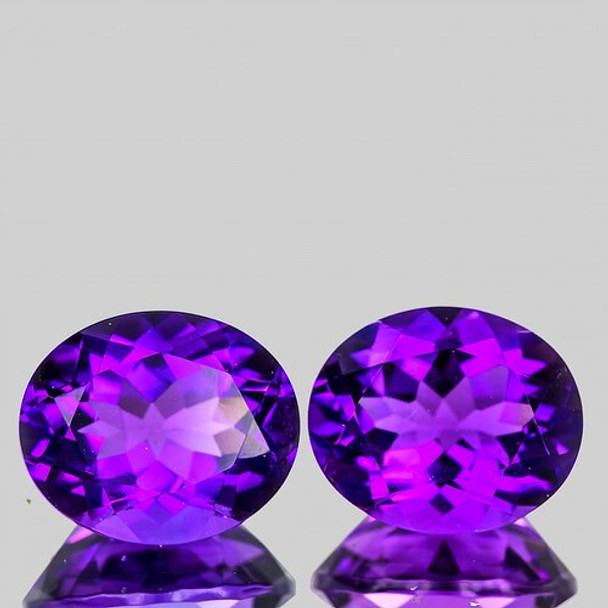 12x10 mm Oval 2 Pieces Natural Royal Purple Amethyst [Flawless-VVS]-AAA Grade