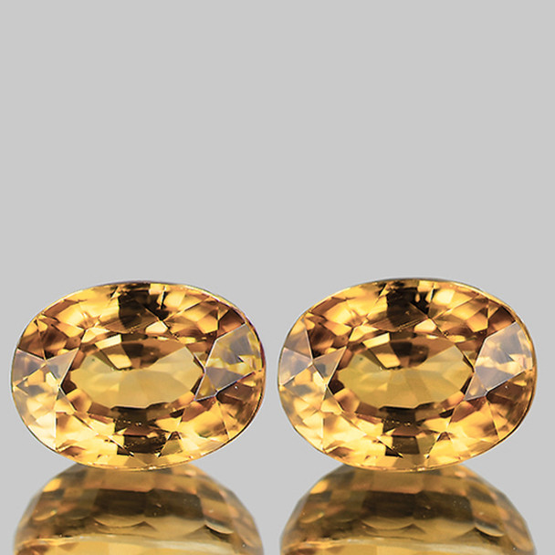 8x6 mm Oval 2pcs AAA Fire Luster Natural Imperial Yellow Zircon [Flawless-VVS]