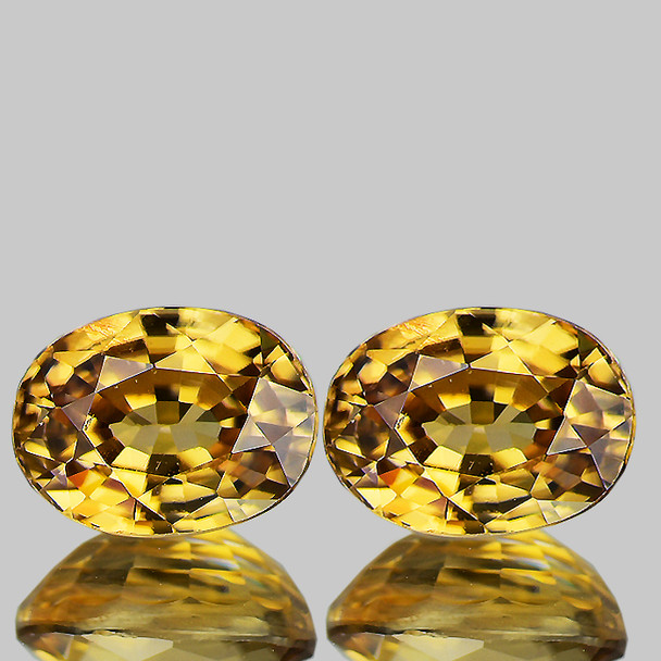 8x6 mm Oval 2pcs AAA Fire Luster Natural Golden Yellow Zircon [Flawless-VVS]