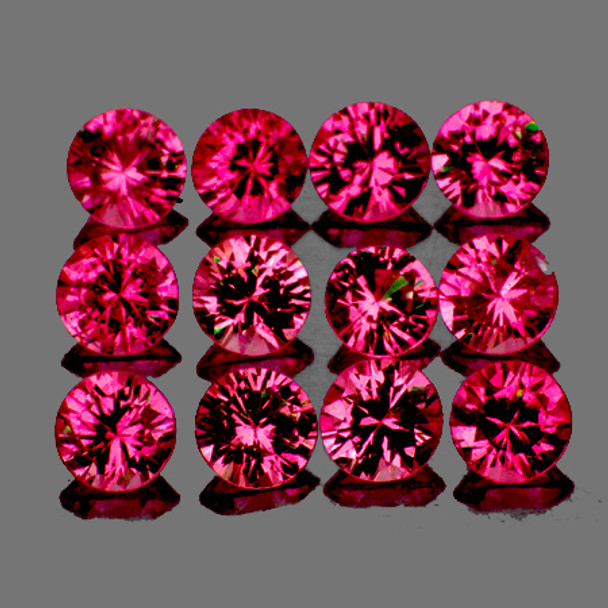 2.50 mm Round Machine Cut 12pcs Pinkish Red Ruby [IF-VVS1] {Unheated AAA Grade}