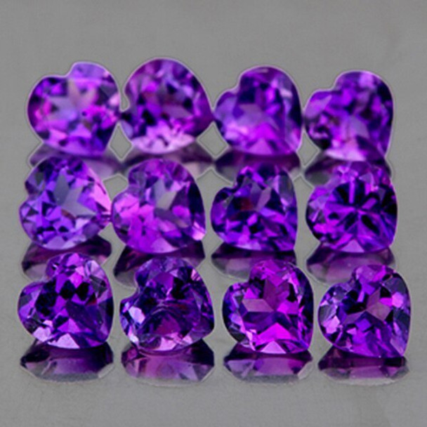 4.00 mm Heart 12 pieces Natural Sparkling Intense Purple Amethyst [Flawless-VVS]