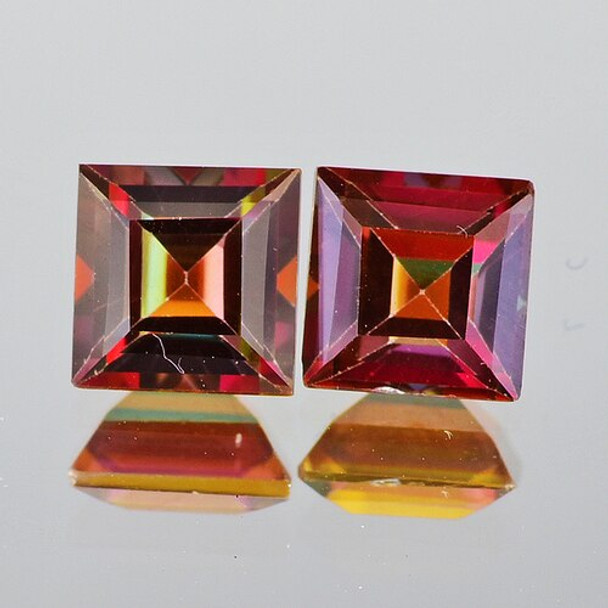 5.00 mm Square 2pcs Natural Fancy Mystic Topaz [Flawless-VVS]