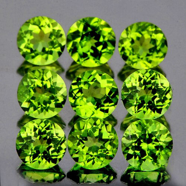 5.00 mm Round 9 pcs Superb Brilliancy Natural Top Greeen Peridot [Flawless-VVS]