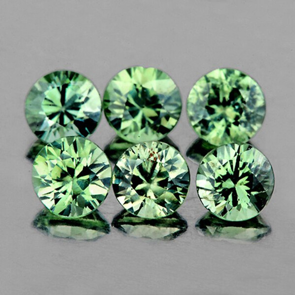 3.30 mm Round 6 pcs Natural Brilliant Bright Green Sapphire [Flawless-VVS]