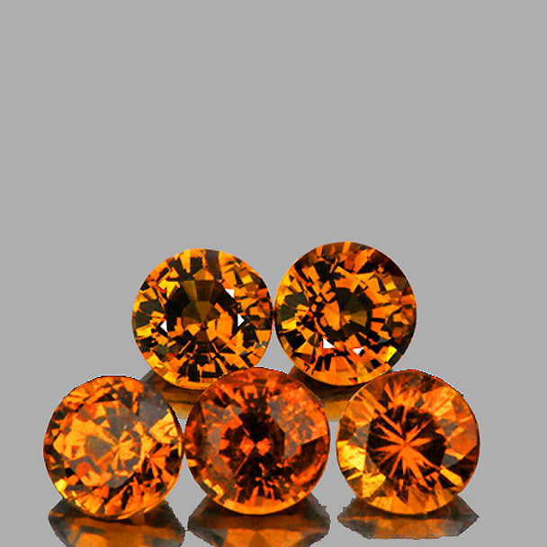 4.50 mm Round 5pcs Natural Imperial Orange Zircon [Flawless-VVS]-AAA Grade