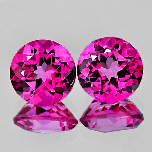 10.00 mm Round 2 pcs Natural Hot Pink Topaz [Flawless-VVS]-AAA Grade