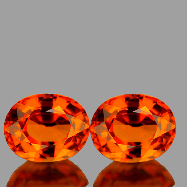 5x4 mm Oval 2 pcs Natural Intense Orange Sapphire [Flawless-VVS]-AAA Grade