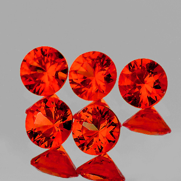 3.30 mm Round 5pcs Natural Intense Orange Sapphire [Flawless-VVS]