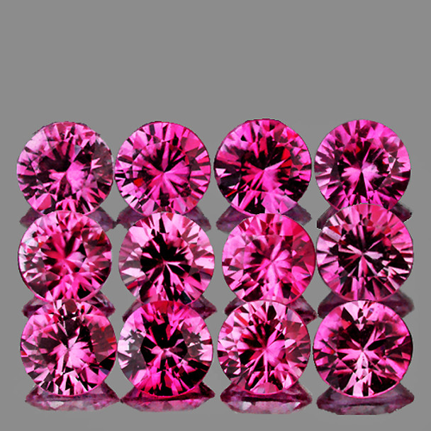 2.50 mm Round Extremely Brilliancy 12pcs Natural Intense Hot Pink Sapphire [IF-VVS] {AAA Grade}