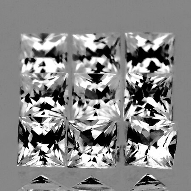 2.70 mm Square Princess 9pcs Natural White Sapphire [Flawless-VVS]-AAA Grade