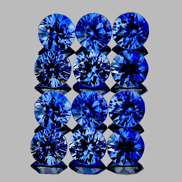 2.50 mm Round Machine Cut 12 pieces Natural AAA Ceylon Blue Sapphire [Flawless-VVS]-{AAA Grade}