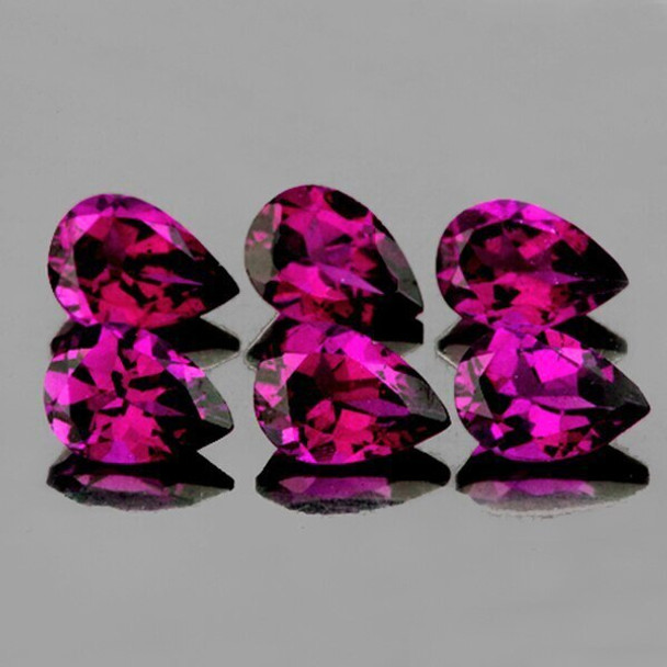 6x4 mm Pear 6 pcs Natural Pinkish Purple Rhodolite Garnet [Flawless-VVS]