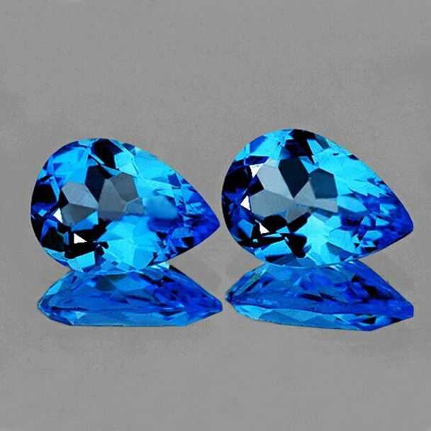 10x7 mm Pear 2 pcs Natural AAA Swiss Blue Topaz [Flawless-VVS]