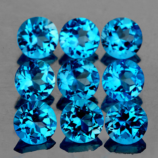 4.50 mm Round 9 pcs Natural Brilliant Swiss Blue Topaz [Flawless-VVS]