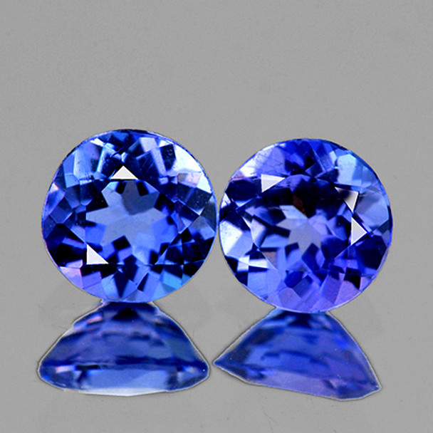 3.70 mm Round 2 pcs AAA Fire Natural Intense Purple Blue Tanzanite [Flawless-VVS]