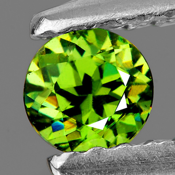4.50 mm Round 0.46ct Rainbow Sparkles Natural Yellow Green Demantoid Garnet [Flawless-VVS]