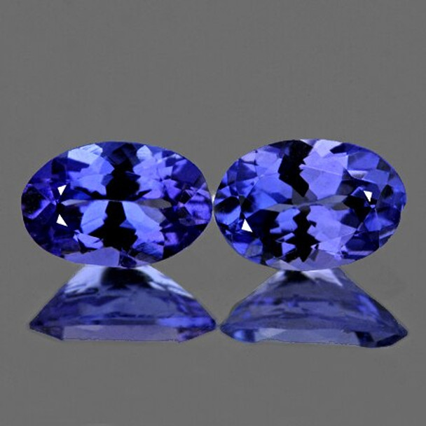 7x5 mm Oval 2 pcs Best AAA Fire Natural Intense Purple Blue Tanzanite [Flawless-VVS]