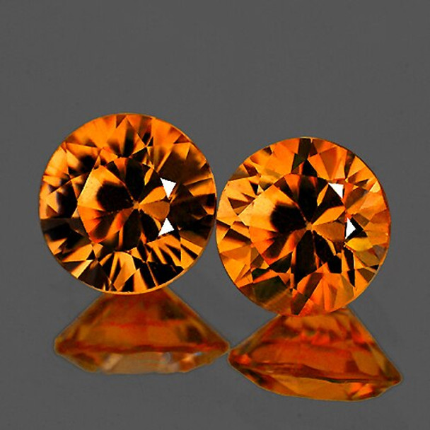 5.80 mm Round 2pcs AAA Fire Luster Natural Imperial Orange Zircon [Flawless-VVS]-AAA Grade