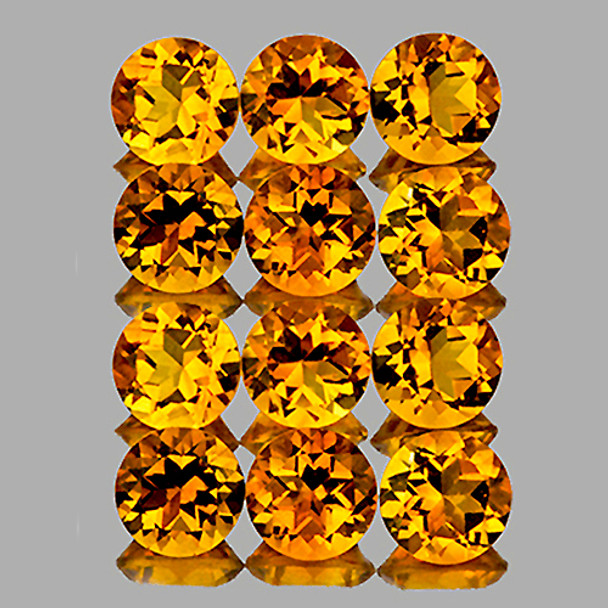 4.00 mm Round 12 pcs AAA Fire Luster Natural Intense Golden Yellow Citrine [Flawless-VVS]