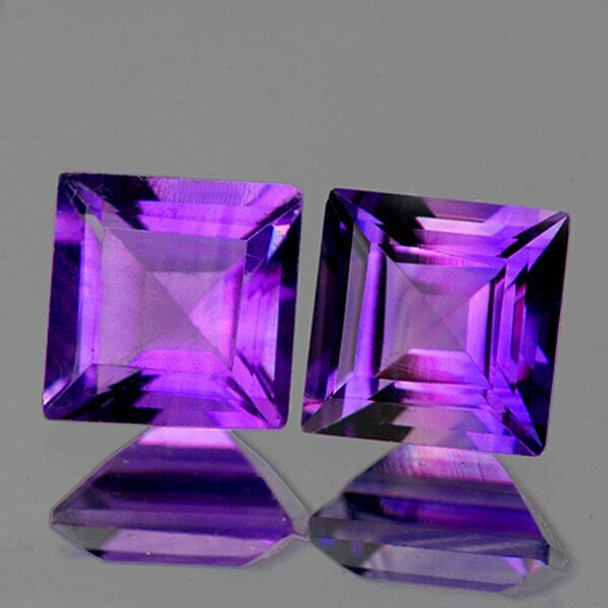 6.00 mm Square 2 pcs Natural Brilliant Purple Amethyst [Flawless-VVS]