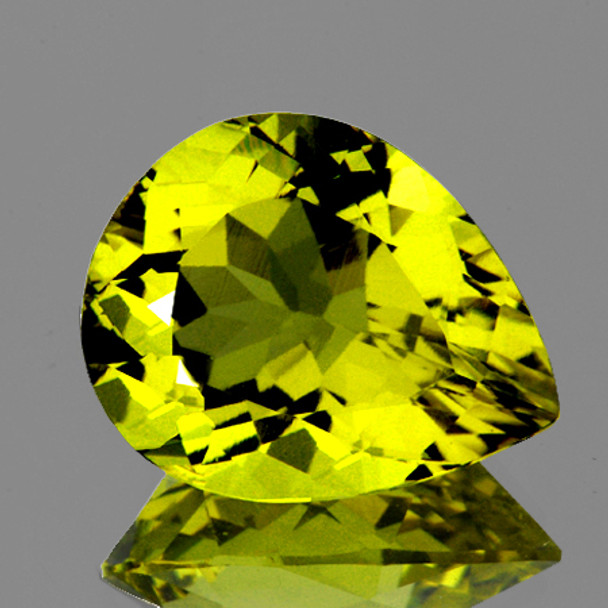 16x13 mm Pear 8.75cts AAA Top Fire Luster Natural Green Gold Lemon Quartz [Flawless-VVS]