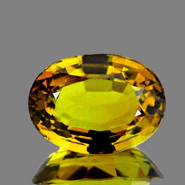 7.5x5.5 mm Oval 0.86ct AAA Fire Natural Bi-Color Green-Yellow Tourmaline Mozambique [Flawless-VVS]