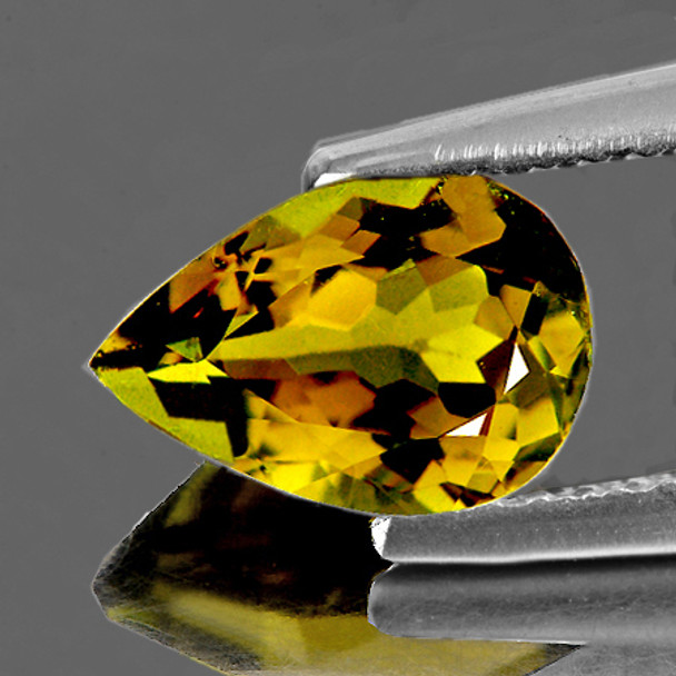 10x6.5 mm Pear 1.86ct AAA Fire Natural Intense Golden Yellow Tourmaline Mozambique [Flawless-VVS]