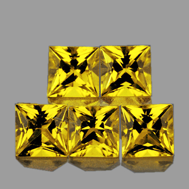 3.20 mm Square Machine Cut 5 pcs AAA Fire Natural Ceylon Yellow Sapphire [IF-VVS]-AAA Grade