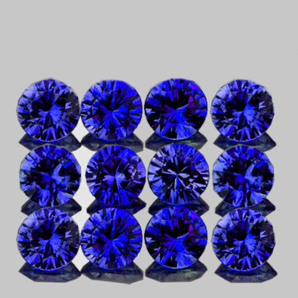 2.50 mm Round  12pcs AAA Fire Natural Intense Violet-Blue Sapphire [Flawless-VVS] {Unheated AAA Grade}