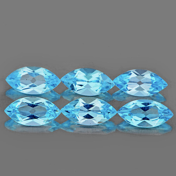 8x4 mm Marquise 6 pcs AAA Fire Luster Natural Sky Blue Topaz [Flawless-VVS]