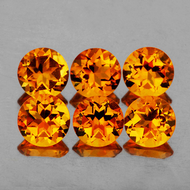 5.00 mm Round 6 pieces AAA Fire Natural Golden Orange Citrine [Flawless-VVS]
