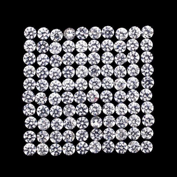 1.00 mm Round Machine Cut 100 pcs Natural Diamond White Zircon [Flawless-VVS]-AAA Grade