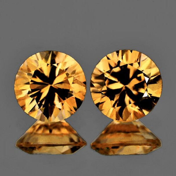 5.30 mm Round Diamond Cut 2 pcs Natural Imperial Golden Zircon [Flawless-VVS]-AAA Grade