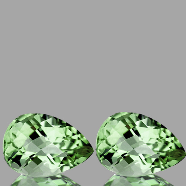 15x10 mm Pear Checker 2 pcs Natural Sparkling Green Amethyst [Flawless-VVS]