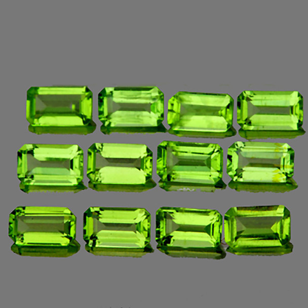 5x3 mm Octagon 12 pieces AAA Fire Luster Natural Green Peridot [Flawless-VVS]
